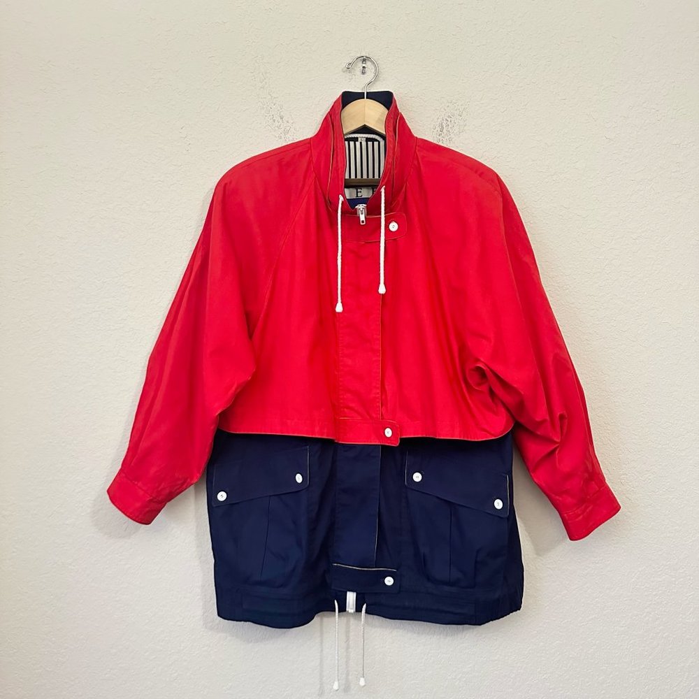 Vintage 80s BRAEFAIR SPORT Womens Nautical Jacket Colorblock Multicolor